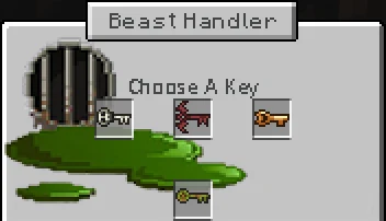 The Beast Handler menu and dungeon keys display