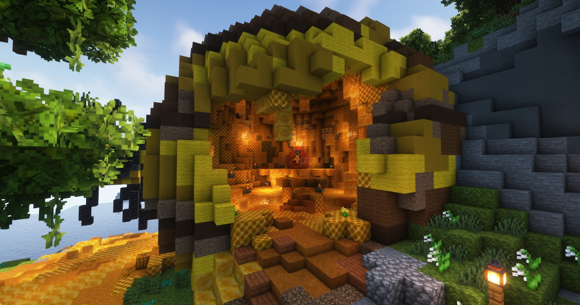 The great hive at the base of the tree