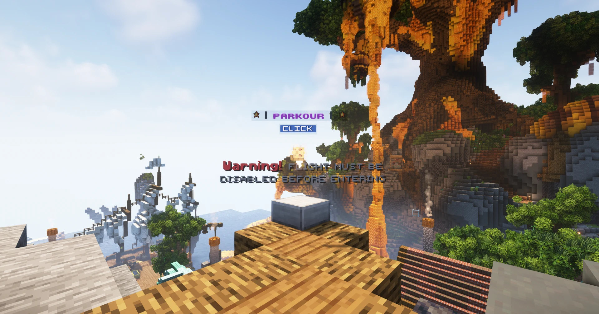 The parkour course at spawn